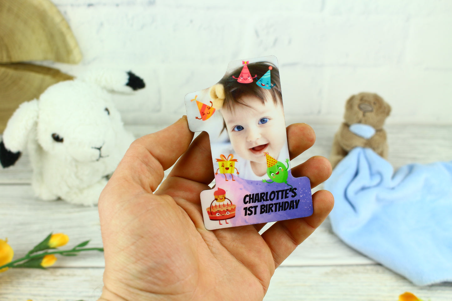 Personalized First Birthday Party Fridge Photo Magnet