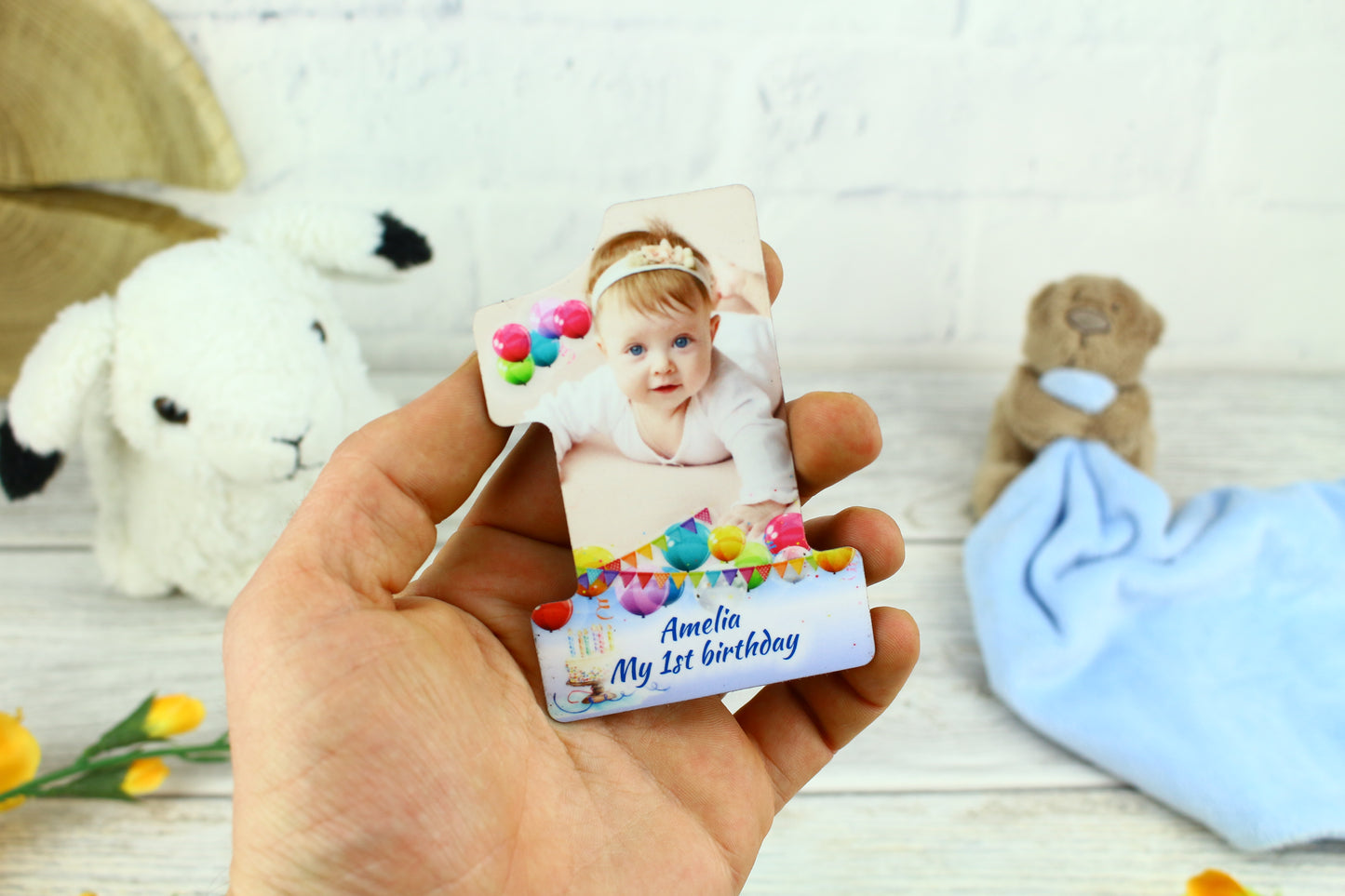 Personalized First Birthday Party Fridge Photo Magnet