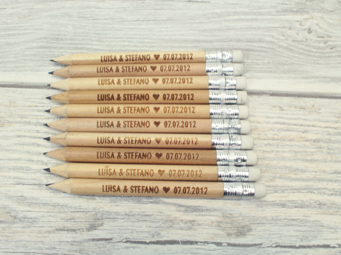 10pcs Personalized Engraved Wooden Pencils - Wedding Favors