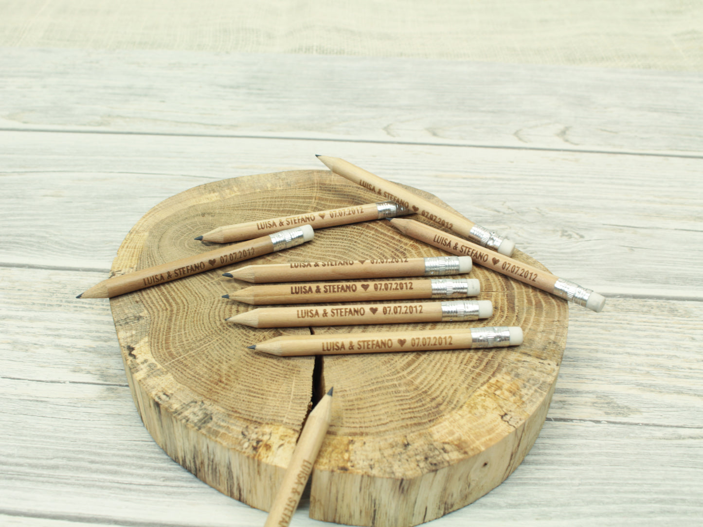 10pcs Personalized Engraved Wooden Pencils - Wedding Favors