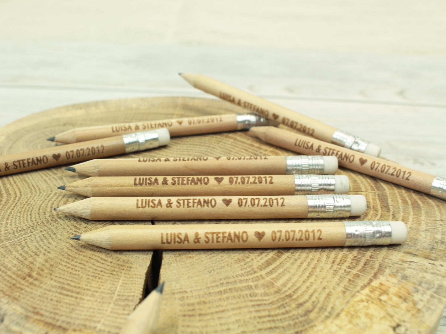 10pcs Personalized Engraved Wooden Pencils - Wedding Favors