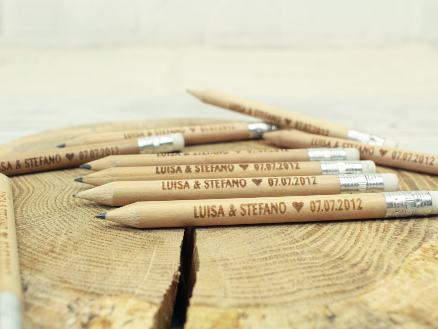 10pcs Personalized Engraved Wooden Pencils - Wedding Favors