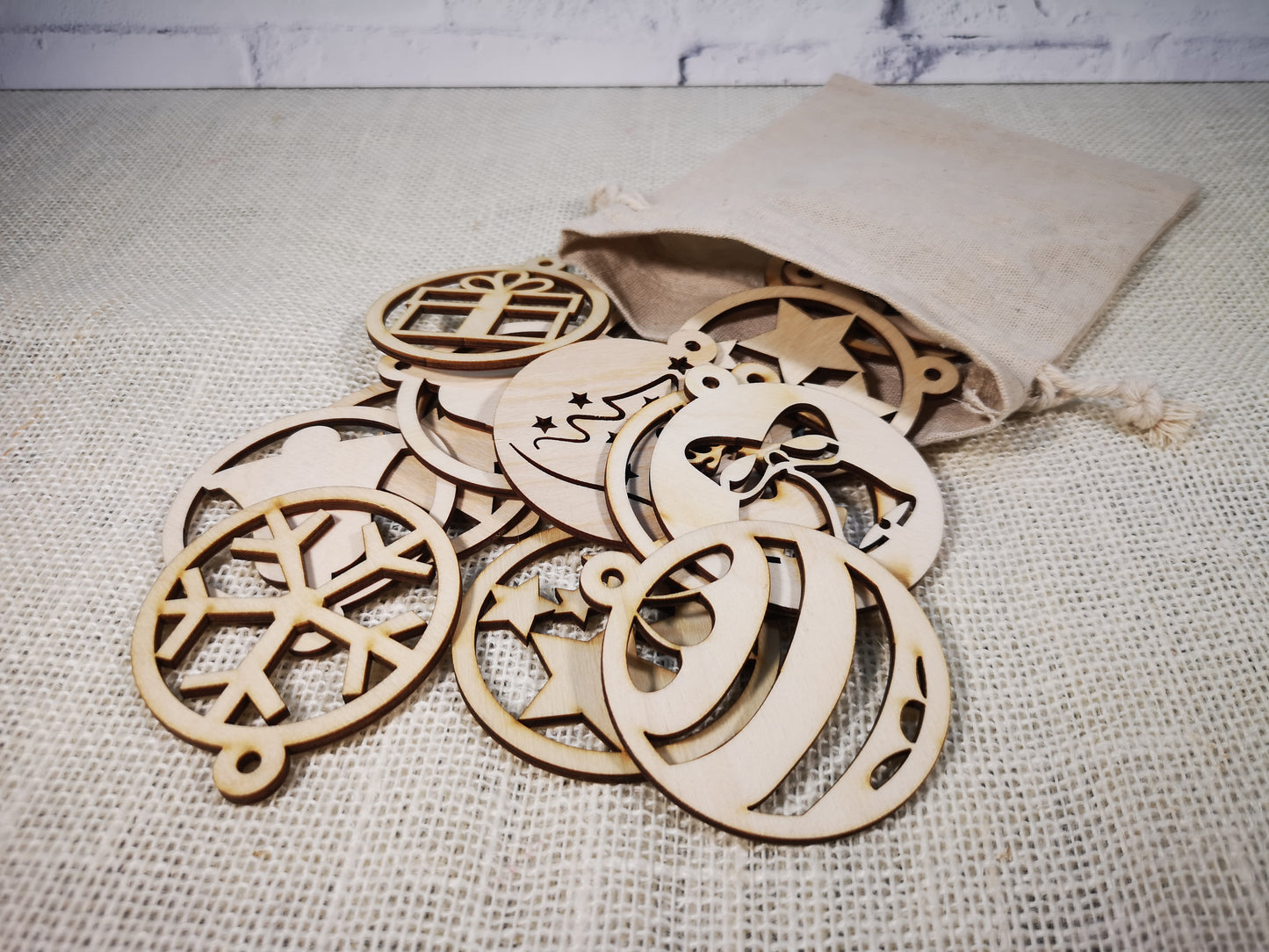 Set of 20 Wooden Christmas Tree Baubles