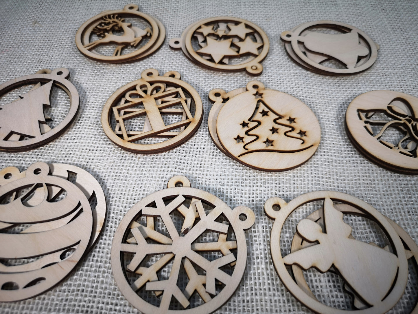 Set of 20 Wooden Christmas Tree Baubles