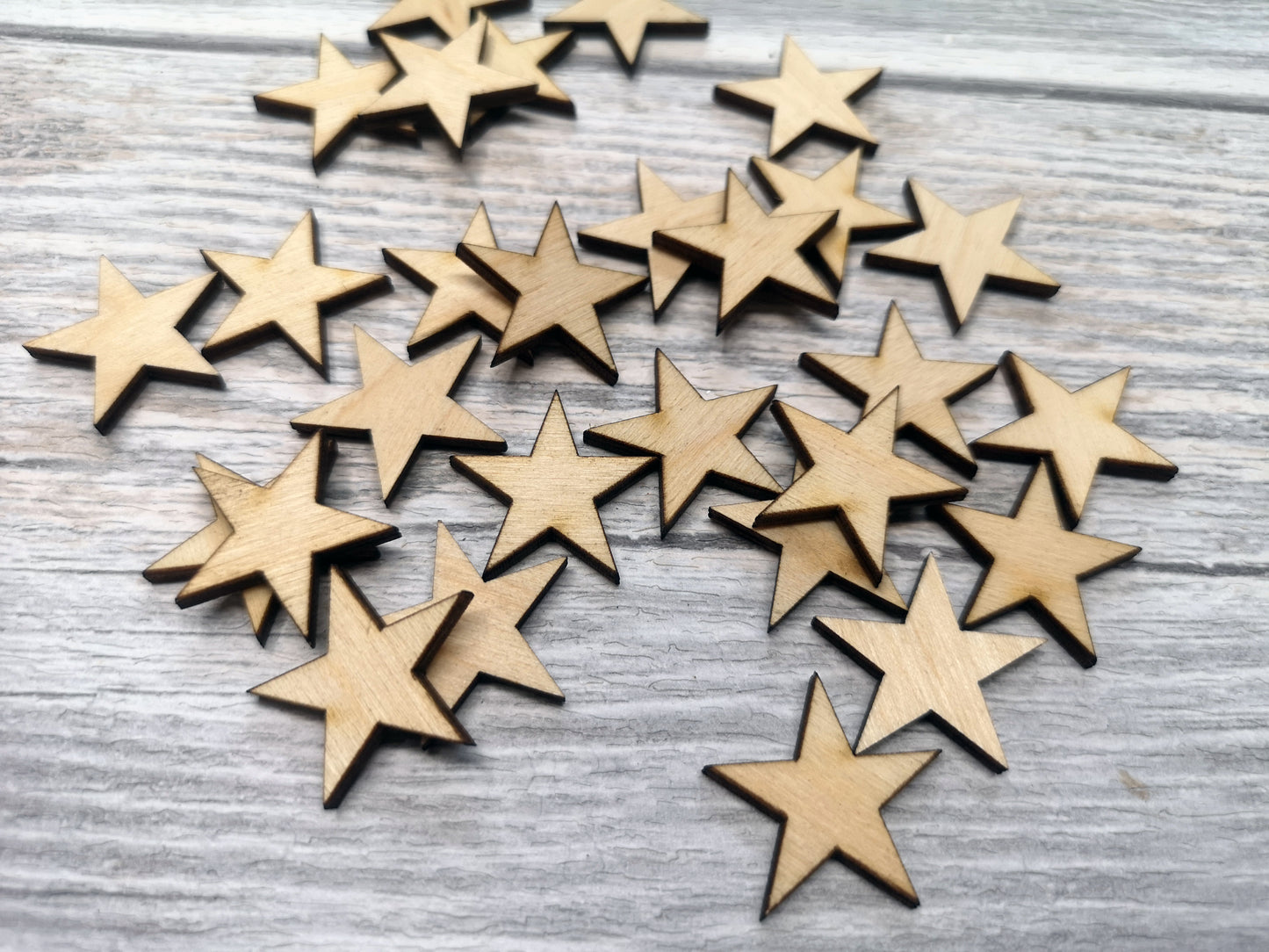 Blank Laser Cut Wooden Stars Decoration DIY - set of 50pcs