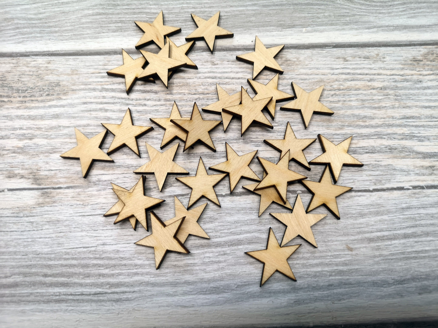 Blank Laser Cut Wooden Stars Decoration DIY - set of 50pcs