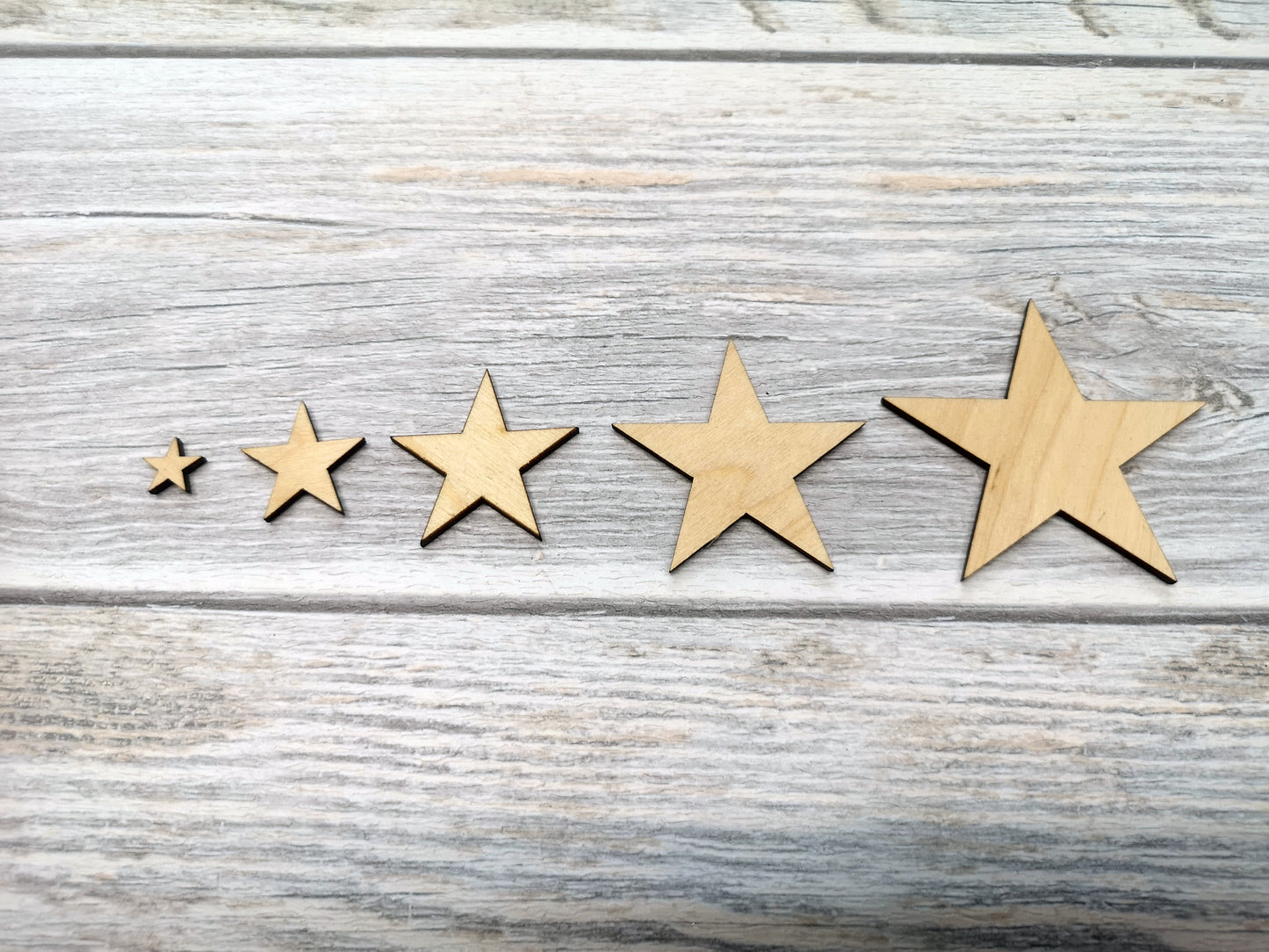 Blank Laser Cut Wooden Stars Decoration DIY - set of 50pcs