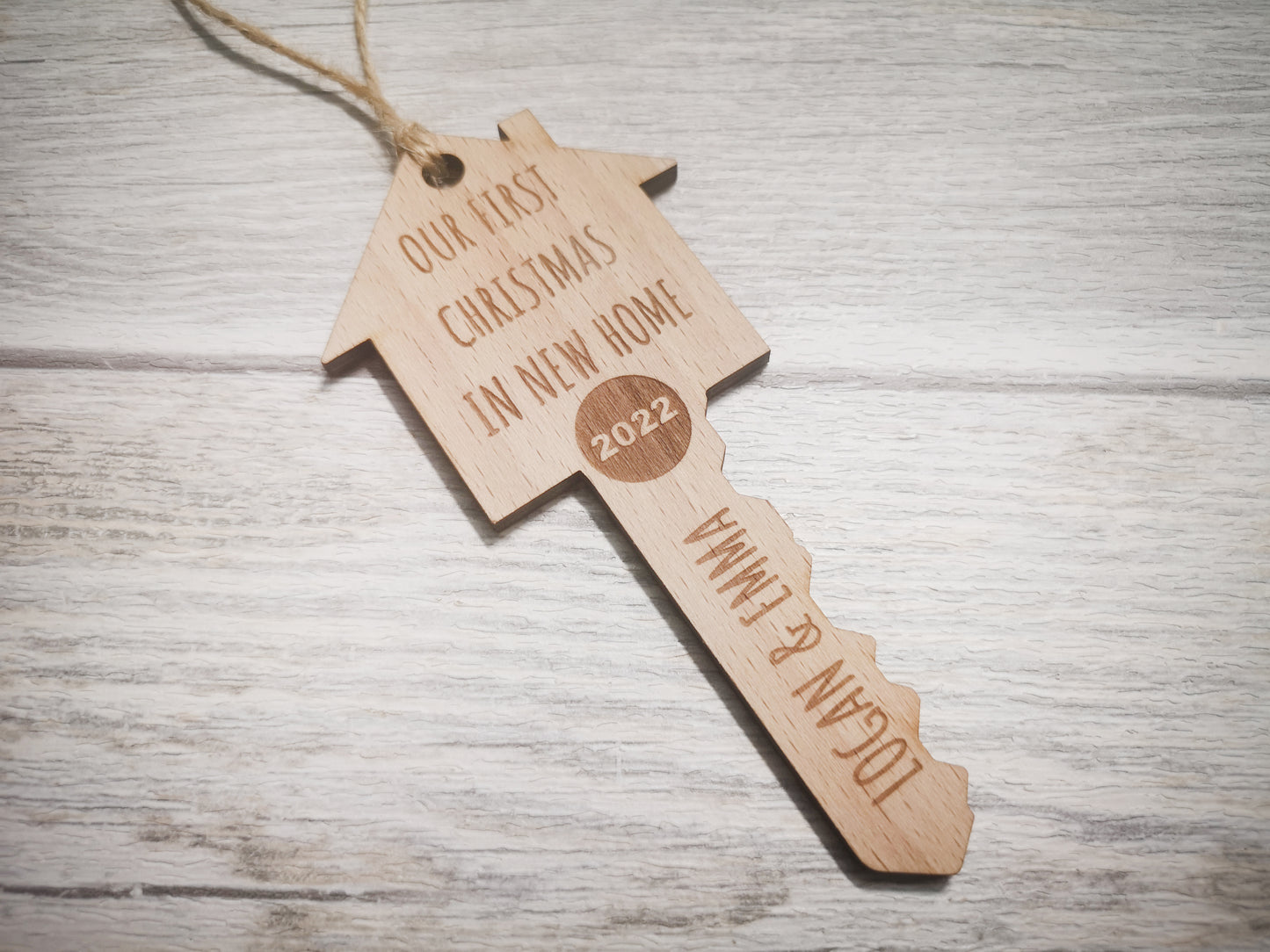 Wooden Key Personalized Christmas Tree Baubles #beech