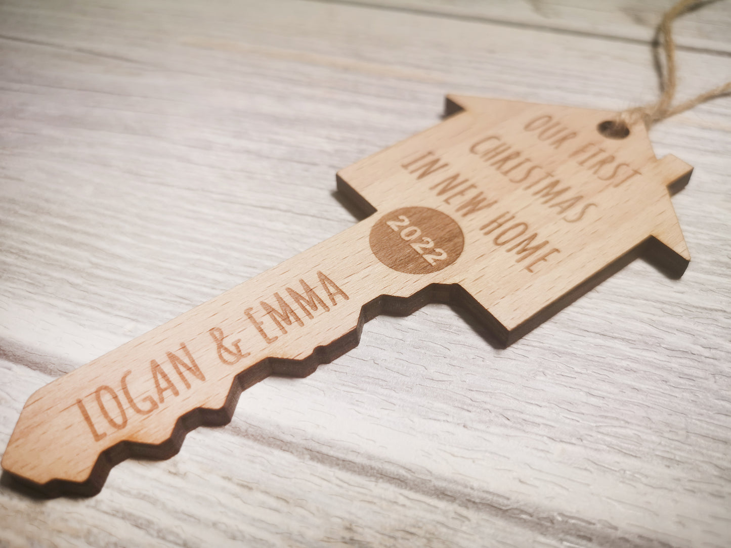 Wooden Key Personalized Christmas Tree Baubles #beech