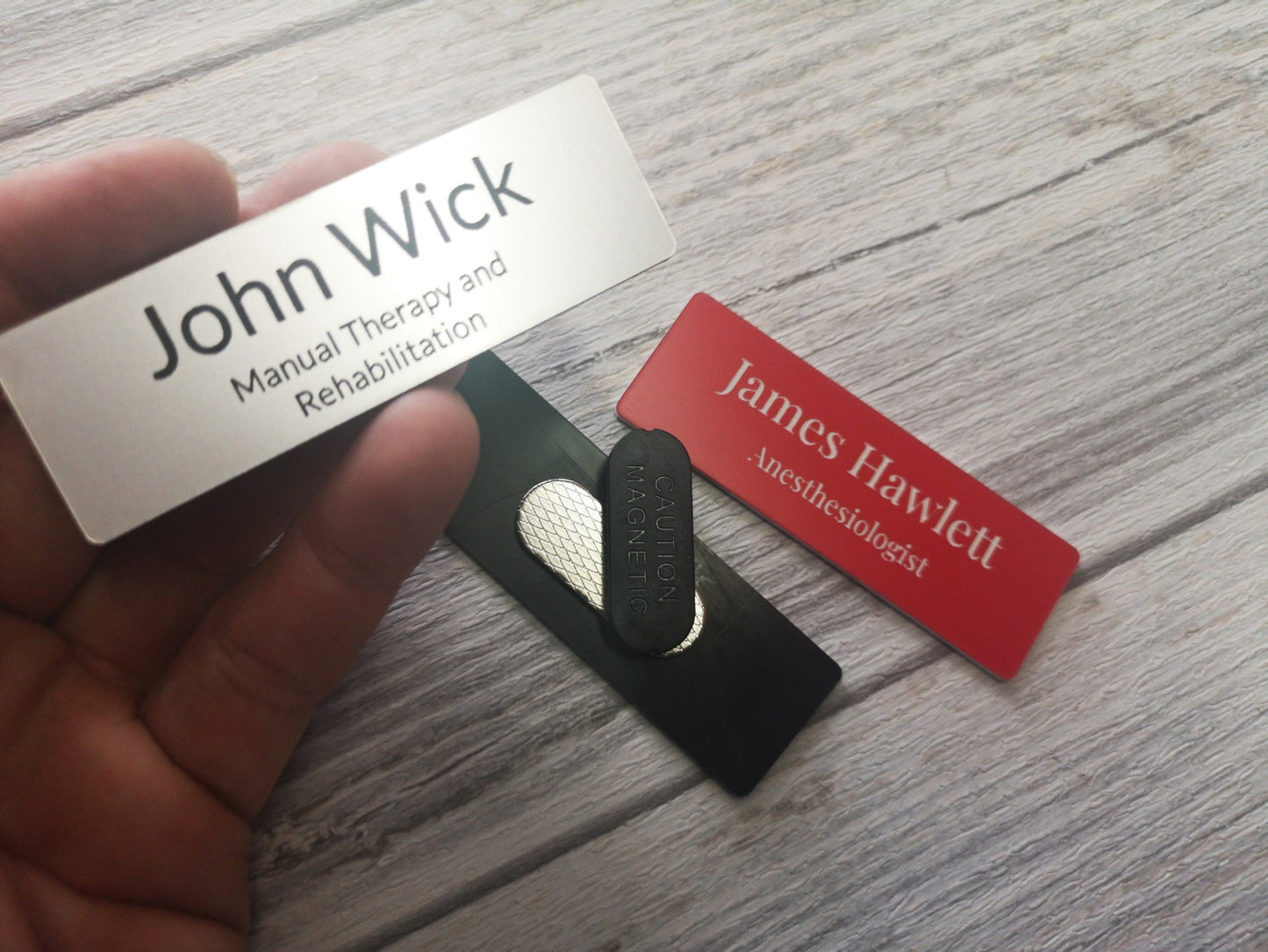 Personalised Name Badge ID Tag With Magnet Attachment