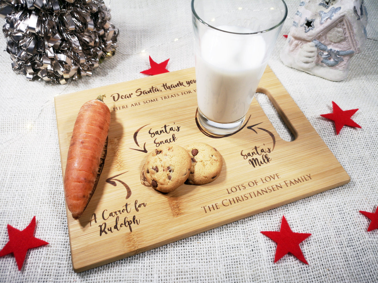 Personalised Christmas Treat Board Santa #bamboo