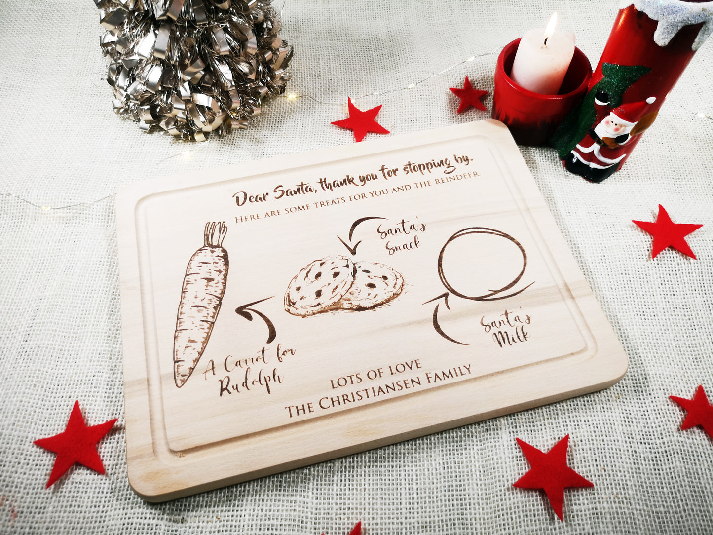Personalised Christmas Treat Board Santa #beech