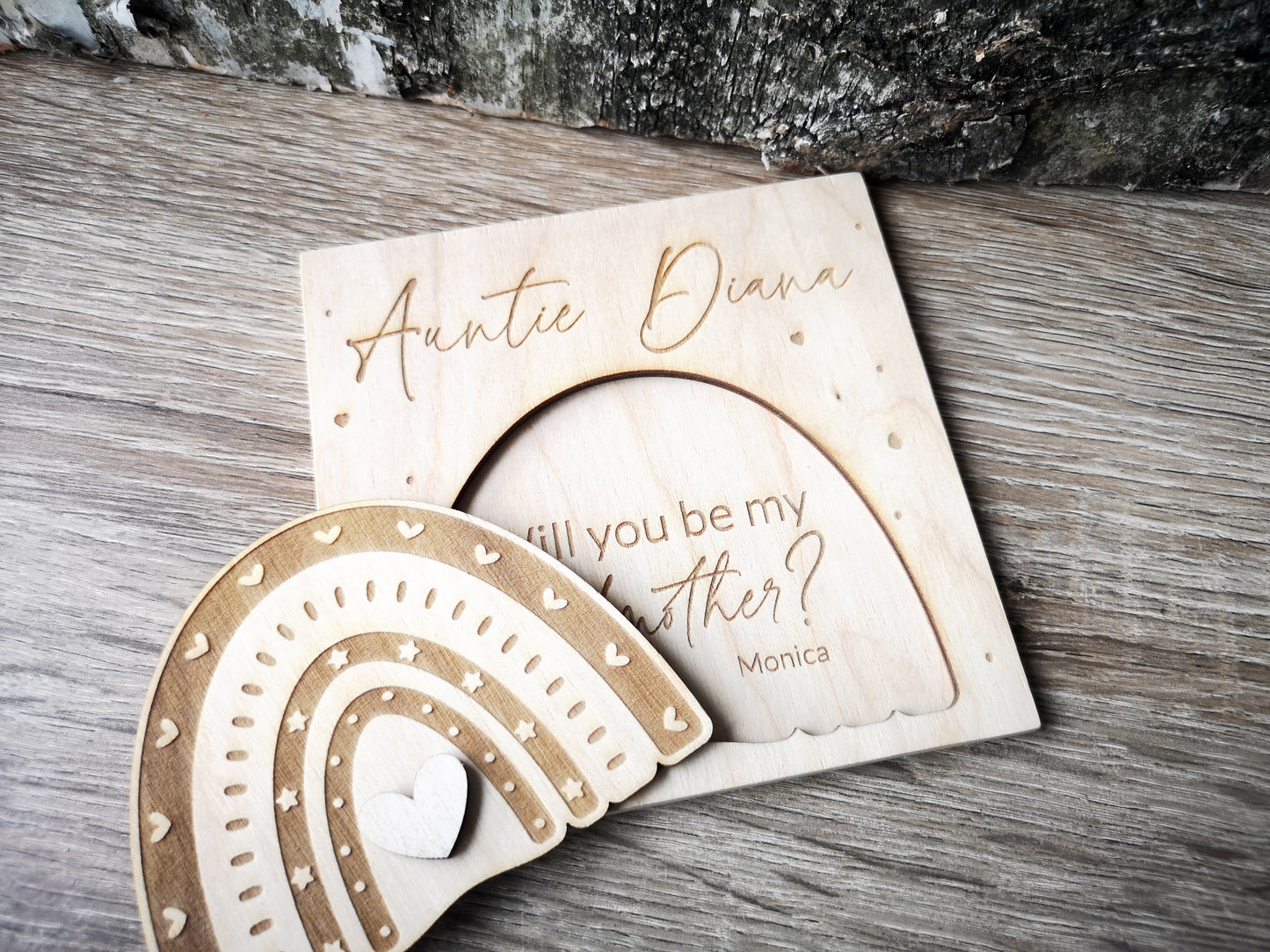 Godparents Invitation - Godmother Godfather Ask - Rainbow