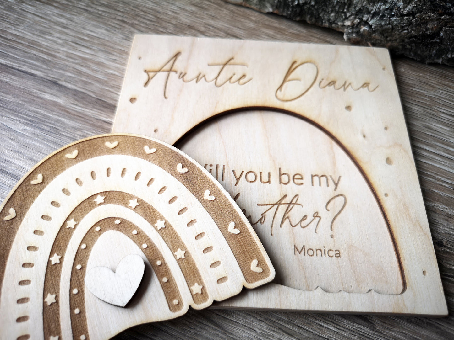 Godparents Invitation - Godmother Godfather Ask - Rainbow