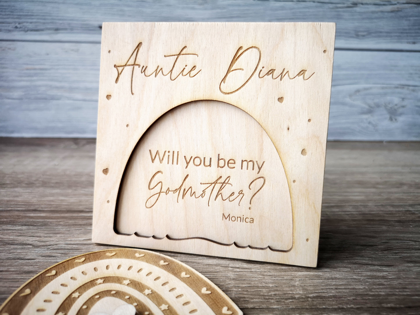Godparents Invitation - Godmother Godfather Ask - Rainbow