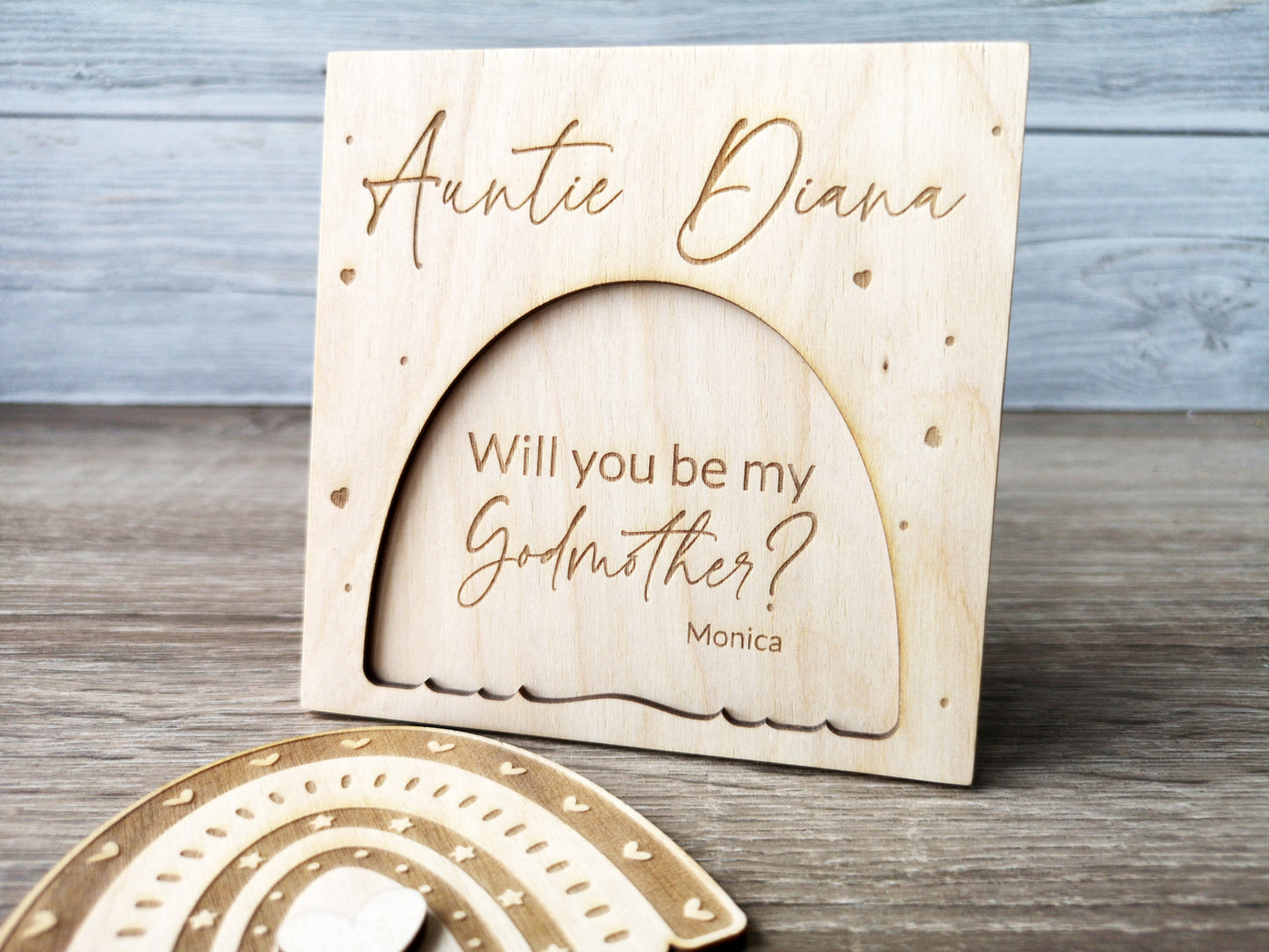 Godparents Invitation - Godmother Godfather Ask - Rainbow