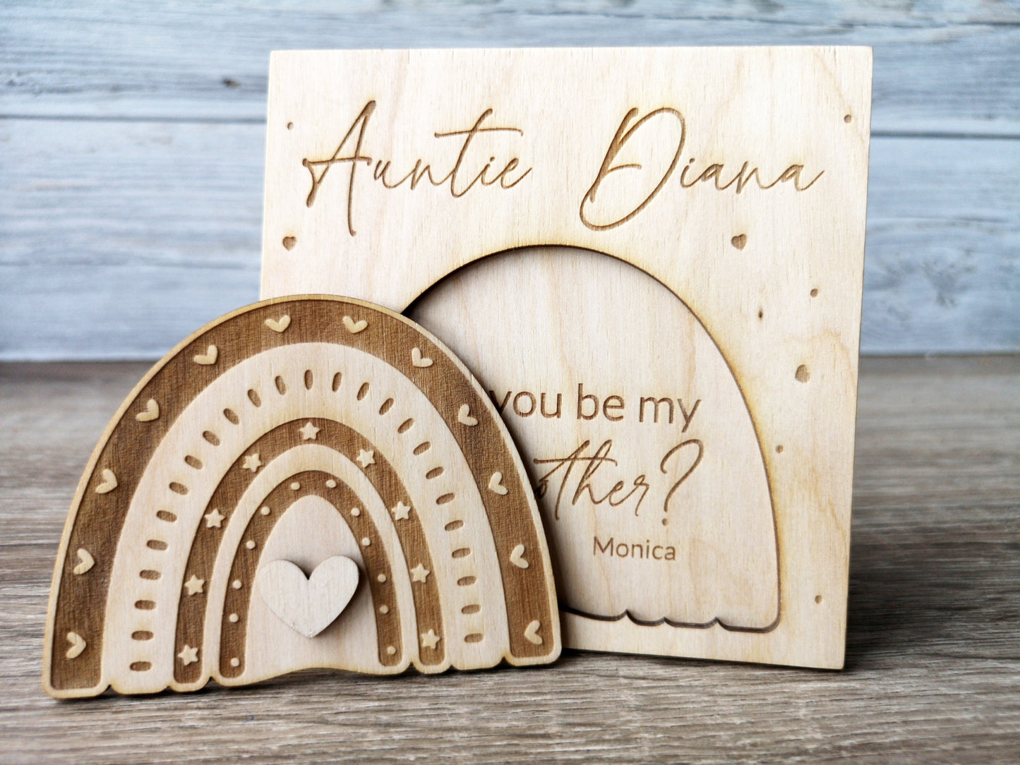 Godparents Invitation - Godmother Godfather Ask - Rainbow
