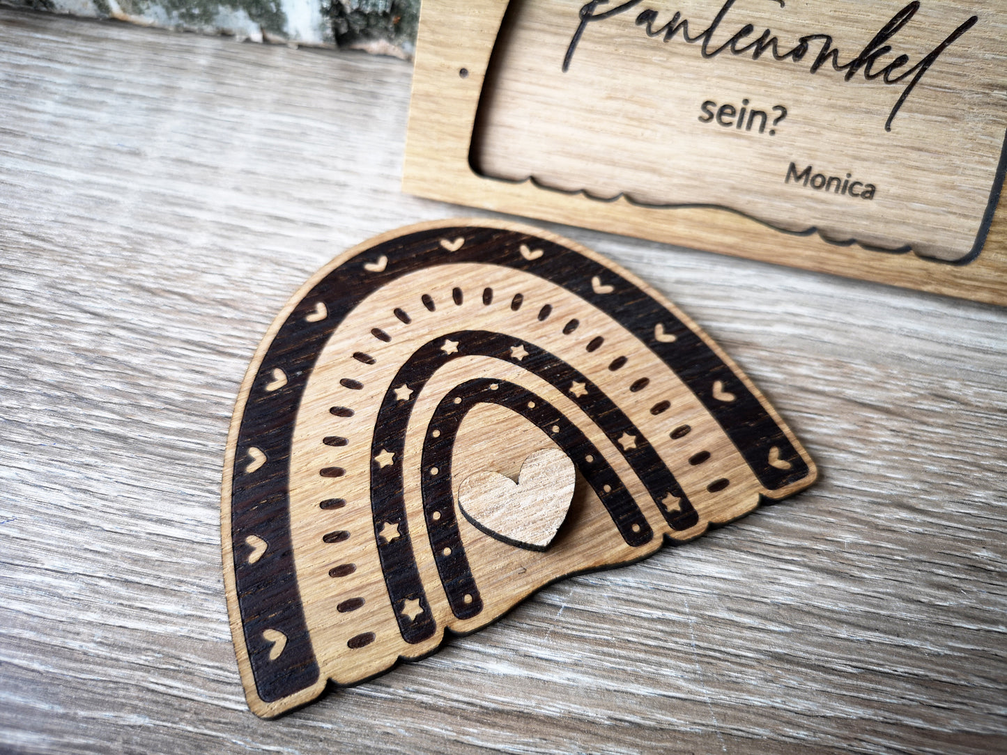 Oak Wood Godparents Invitation - Godmother Godfather Ask - Rainbow