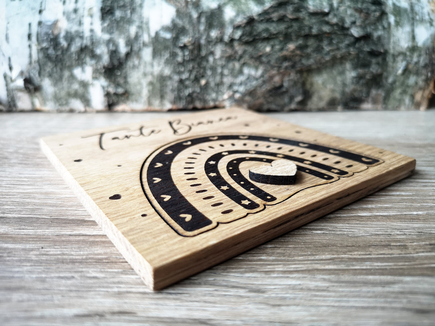 Oak Wood Godparents Invitation - Godmother Godfather Ask - Rainbow