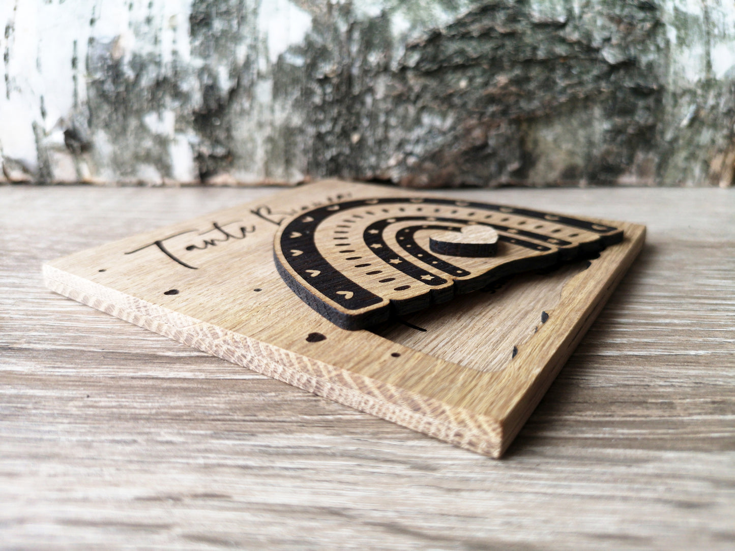 Oak Wood Godparents Invitation - Godmother Godfather Ask - Rainbow