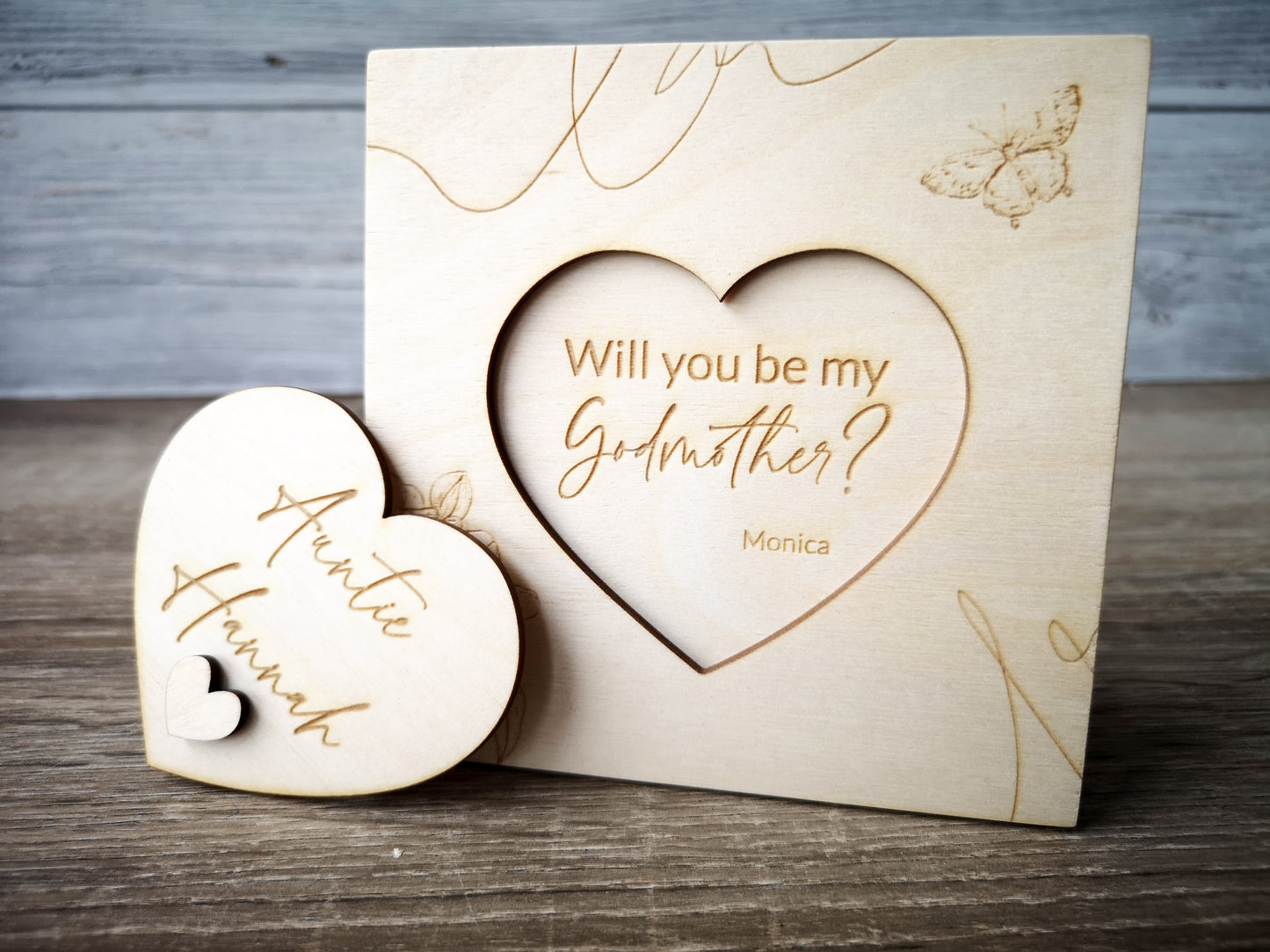 Godparents Invitation - Godmother Godfather Ask - Butterfly