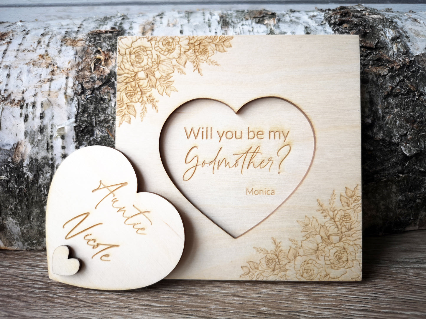 Godparents Invitation - Godmother Godfather Ask - Floral