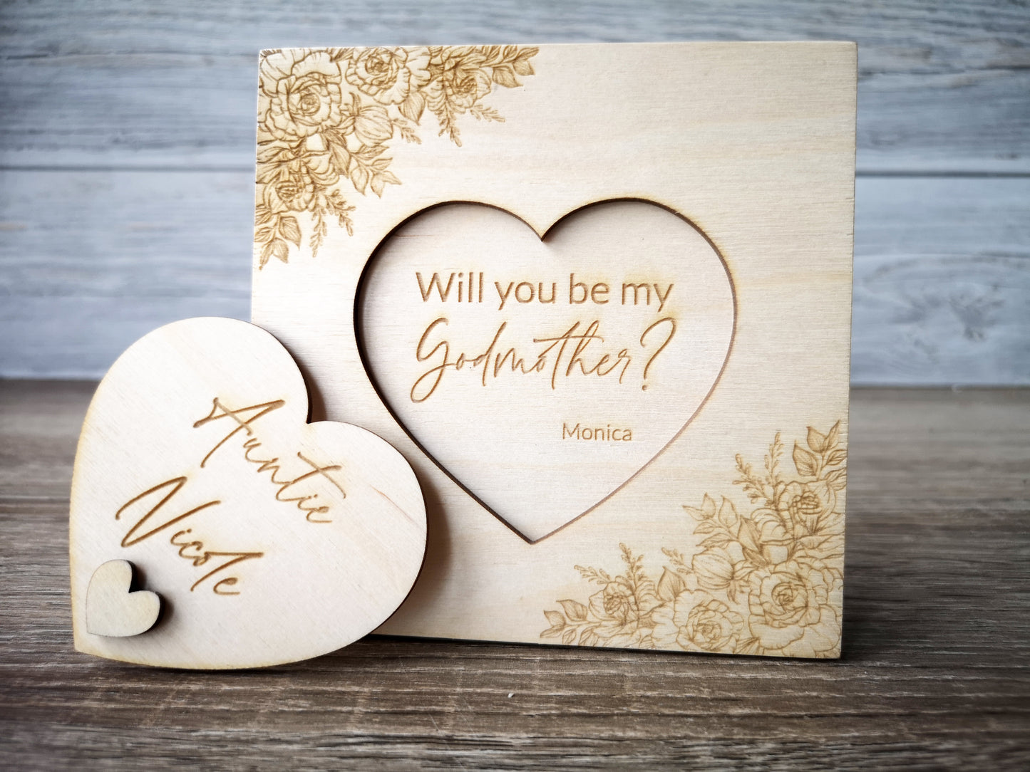 Godparents Invitation - Godmother Godfather Ask - Floral
