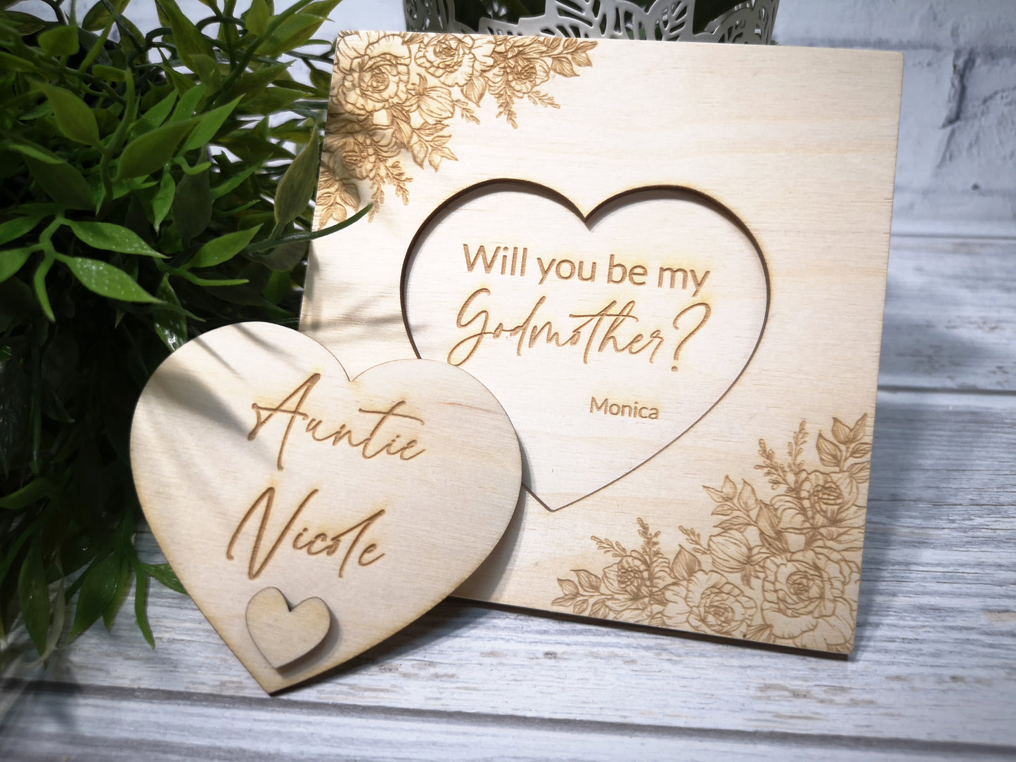 Godparents Invitation - Godmother Godfather Ask - Floral