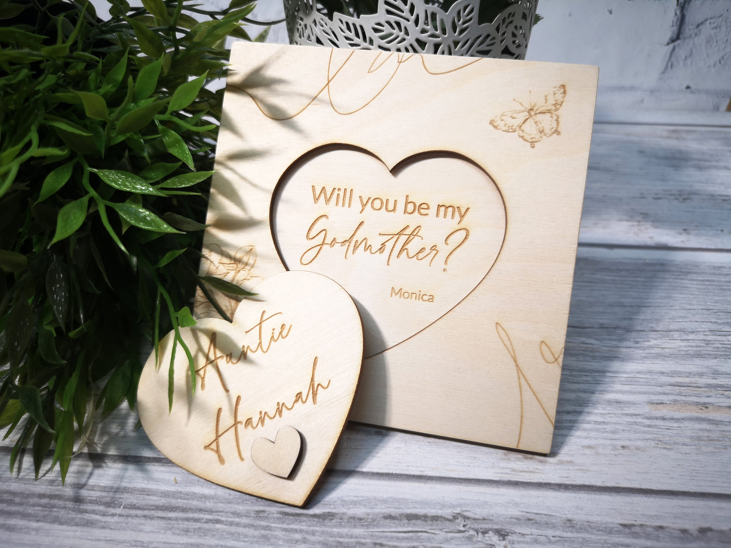 Godparents Invitation - Godmother Godfather Ask - Butterfly
