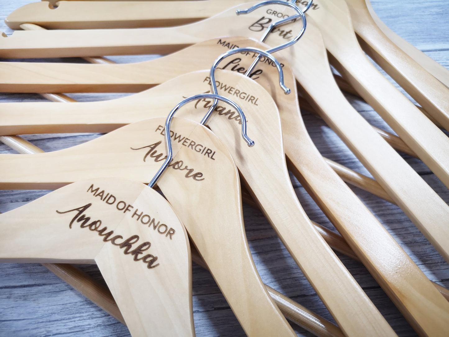 Engraved Dress Hanger for Bridesmaid / Maid of Honor #1 white