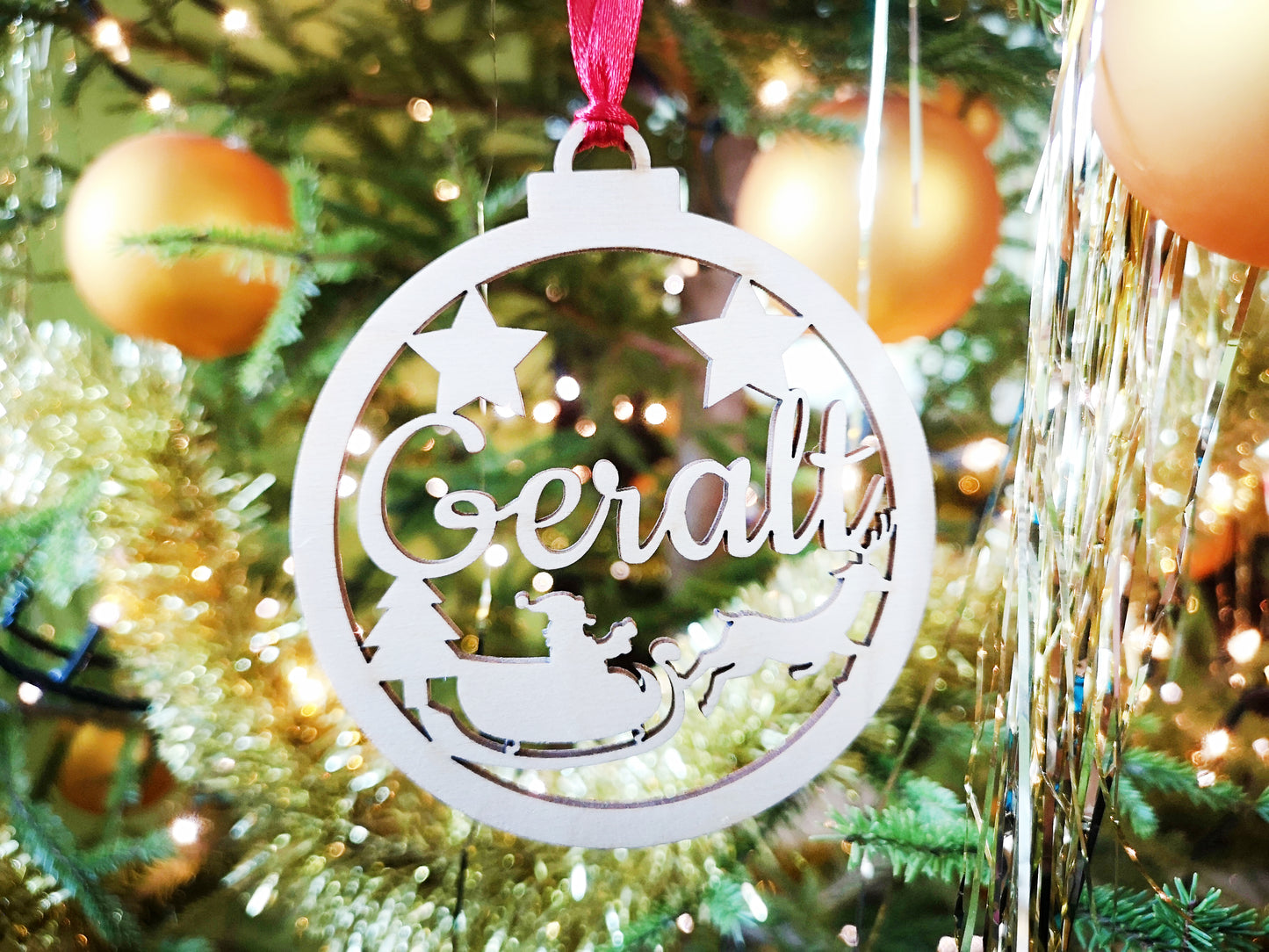 Wooden Personalized Christmas Tree Baubles #1