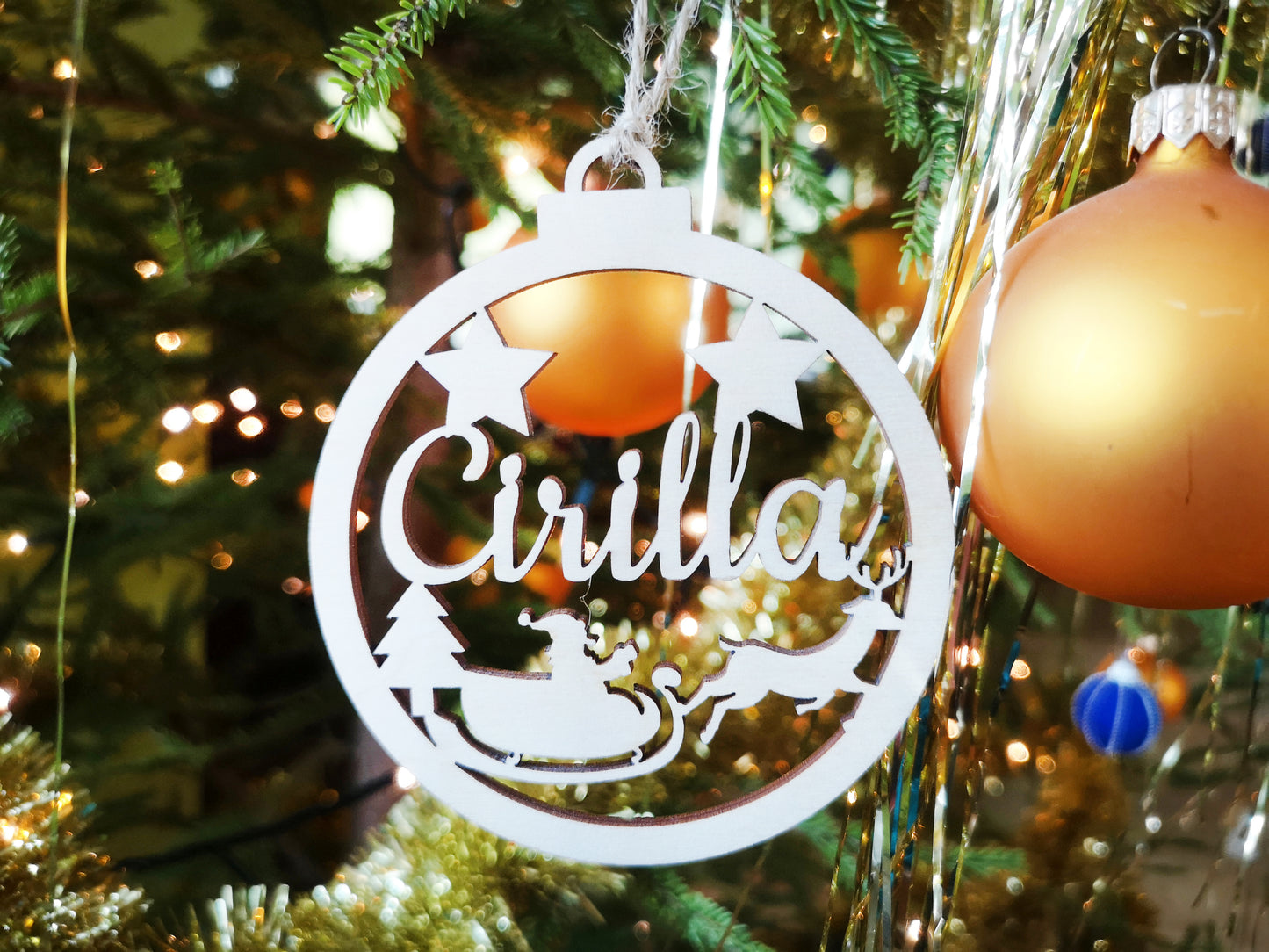 Wooden Personalized Christmas Tree Baubles #1