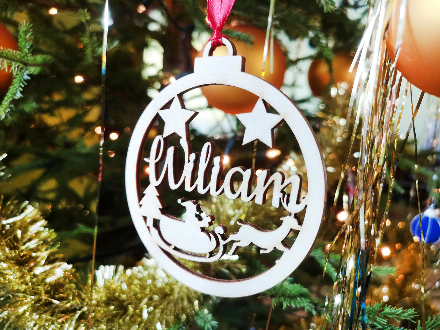 Wooden Personalized Christmas Tree Baubles #1