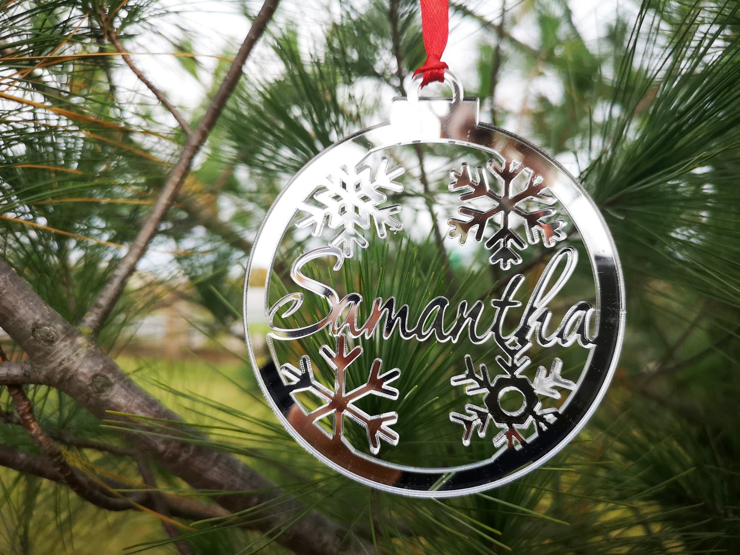 Acrylic Personalized Christmas Tree Baubles #silver mirror