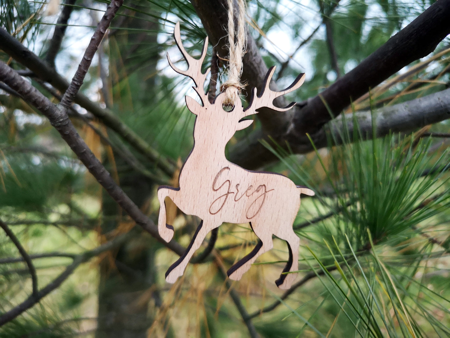 Reindeer - Wooden Personalized Christmas Tree Baubles