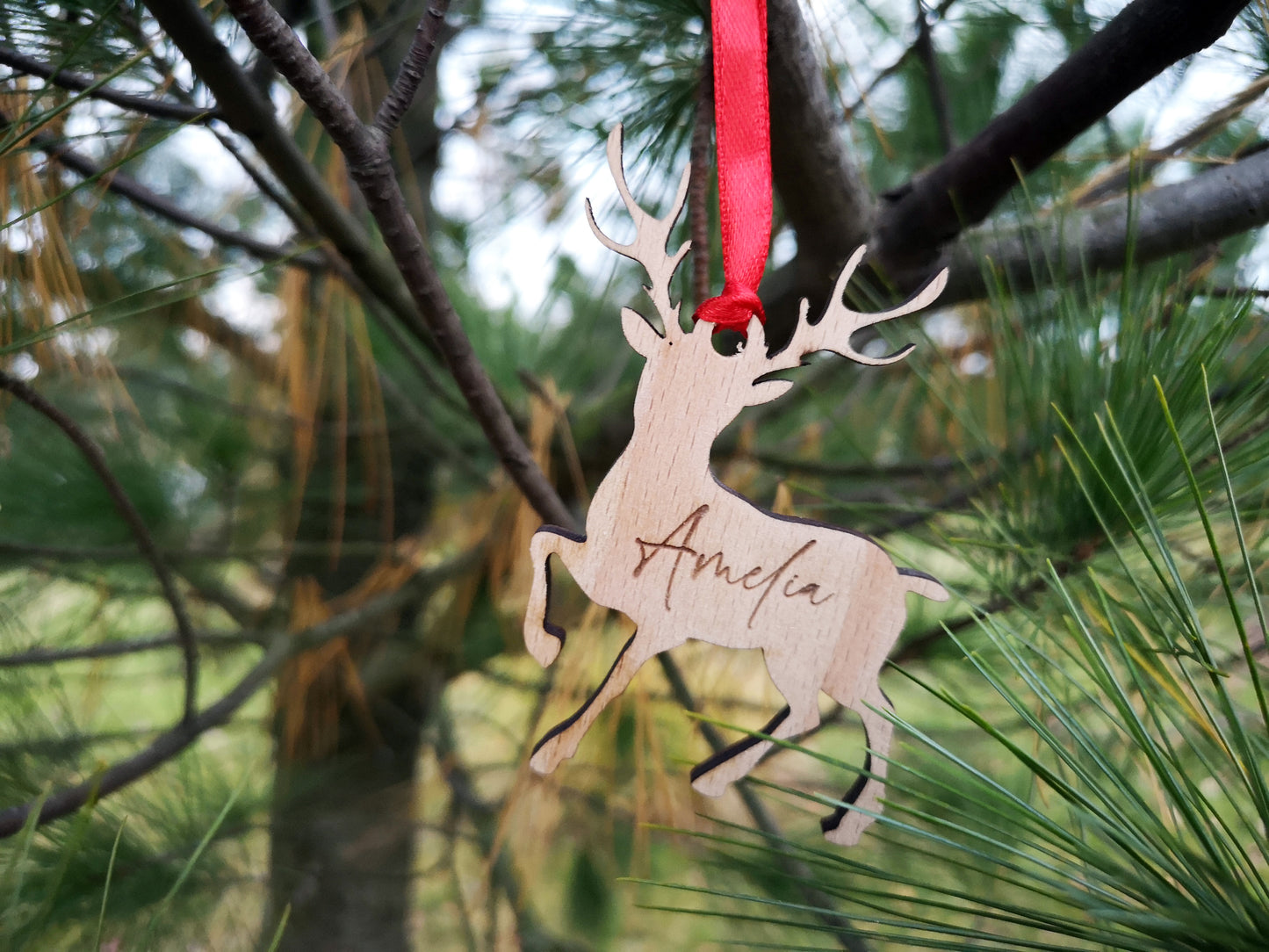 Reindeer - Wooden Personalized Christmas Tree Baubles