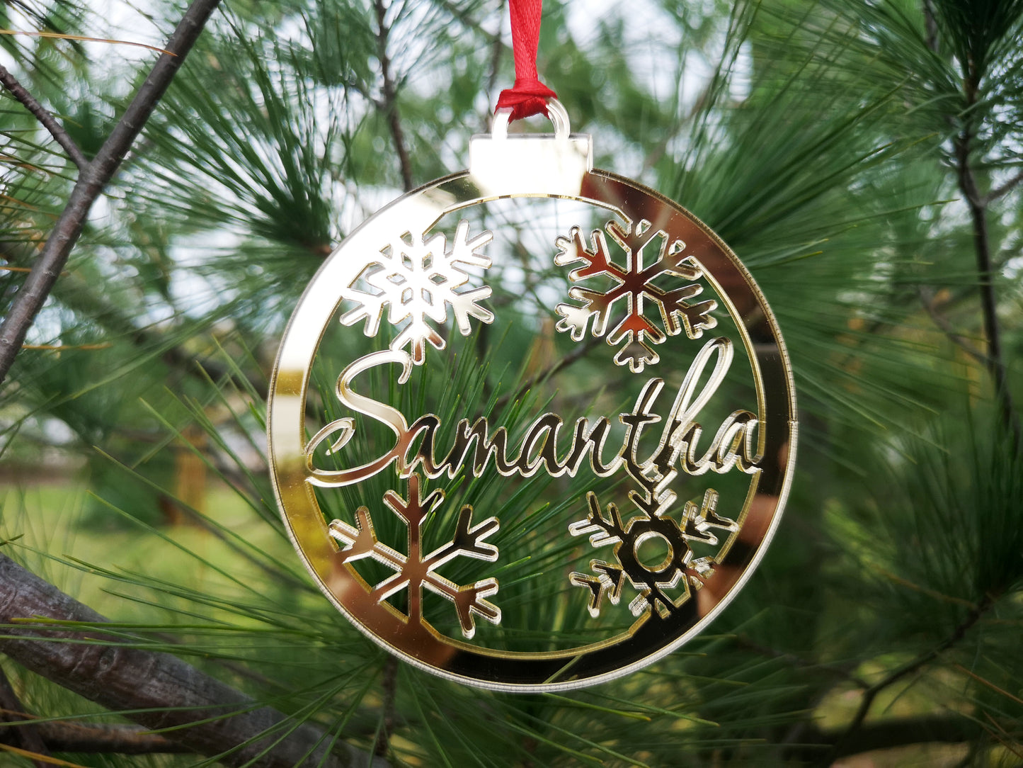 Acrylic Personalized Christmas Tree Baubles #gold mirror