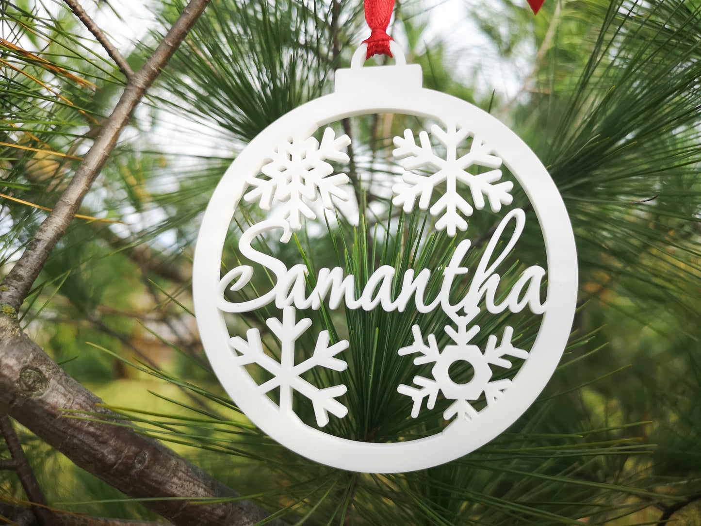 Acrylic Personalized Christmas Tree Baubles #white
