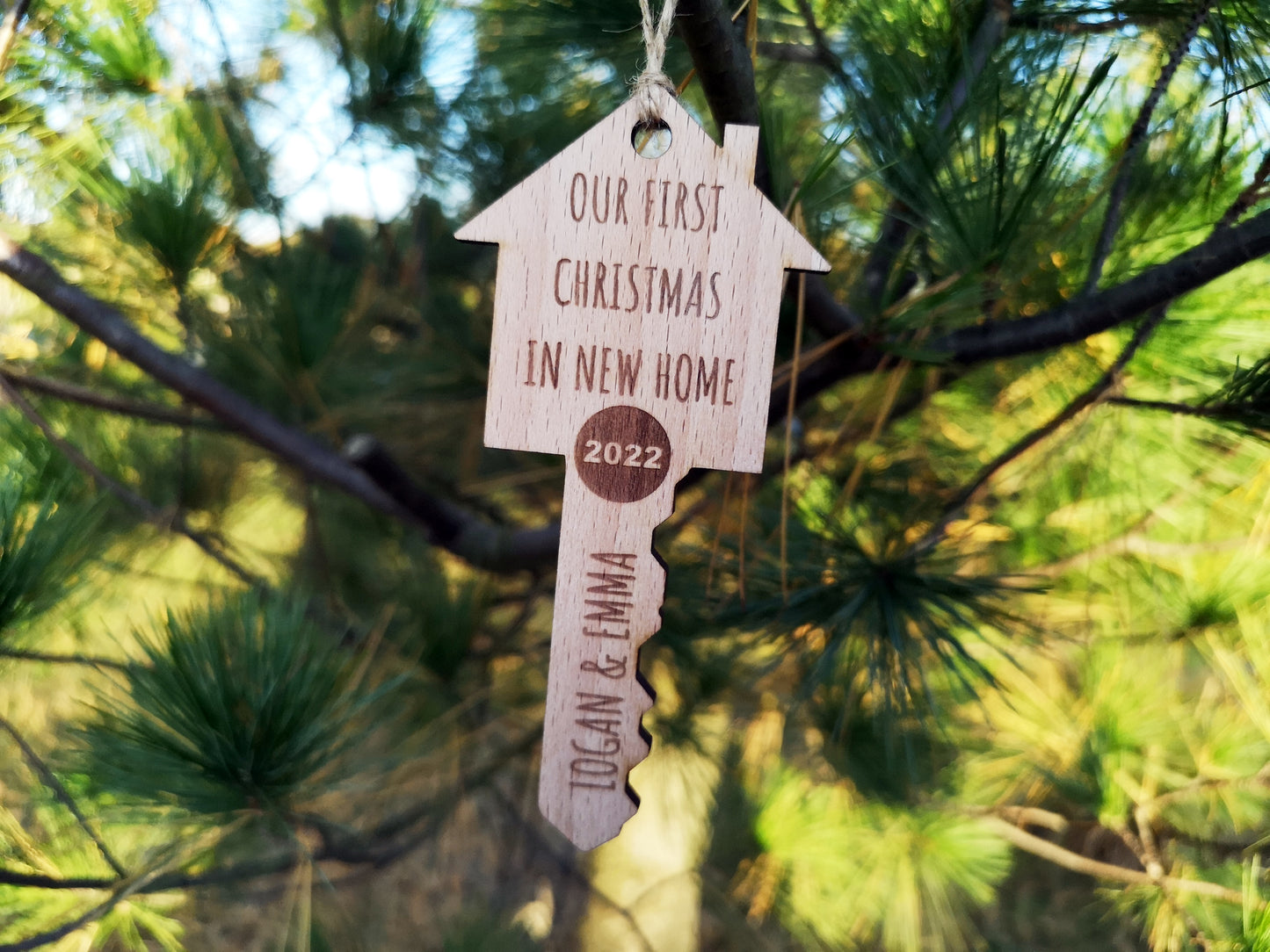 Wooden Key Personalized Christmas Tree Baubles #beech