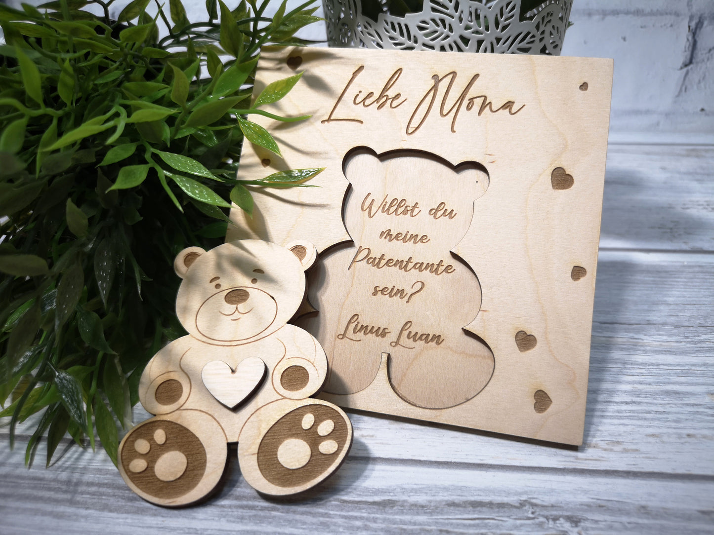 Godparents Invitation - Godmother Godfather Ask - Bear