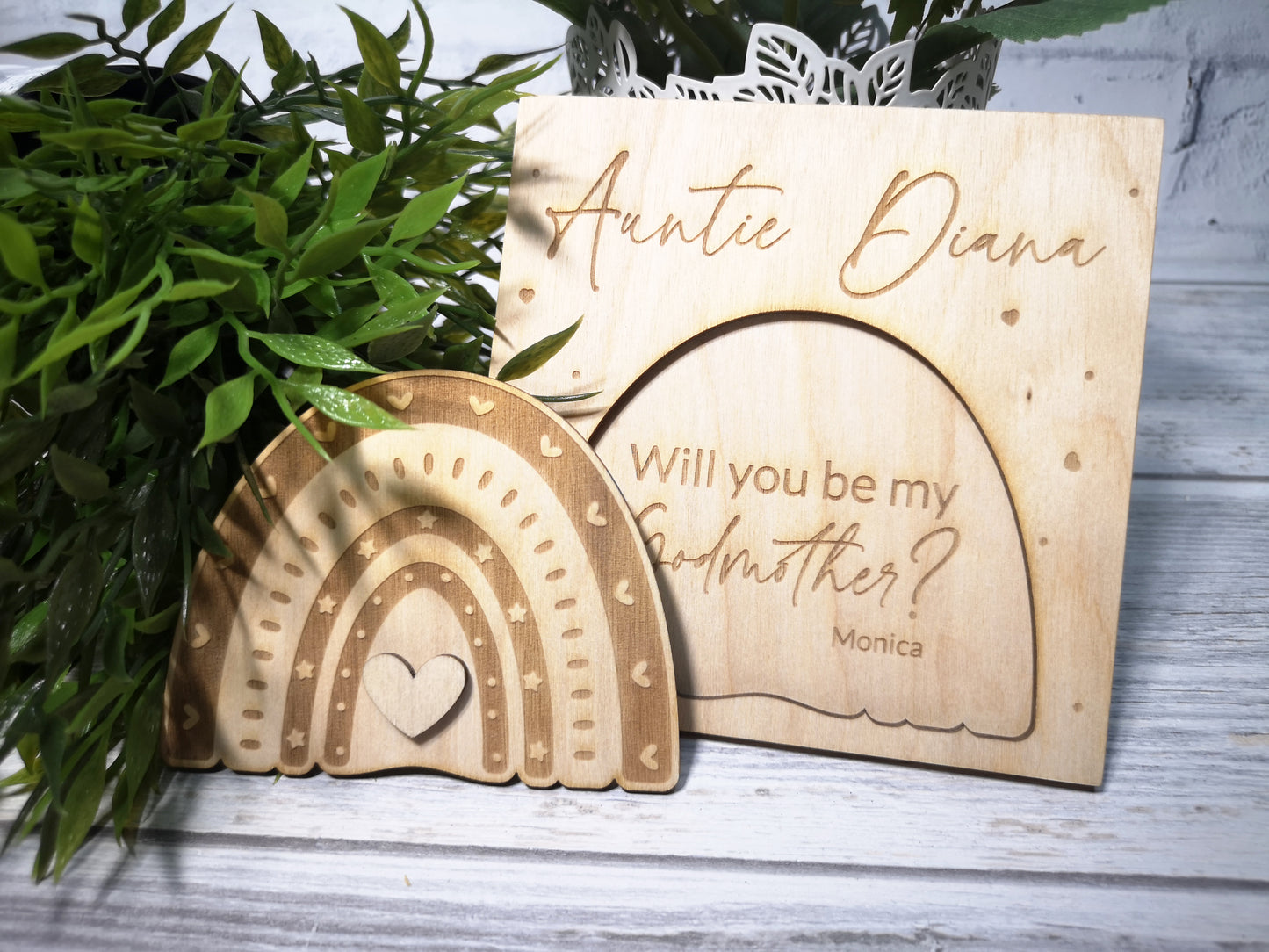 Godparents Invitation - Godmother Godfather Ask - Rainbow