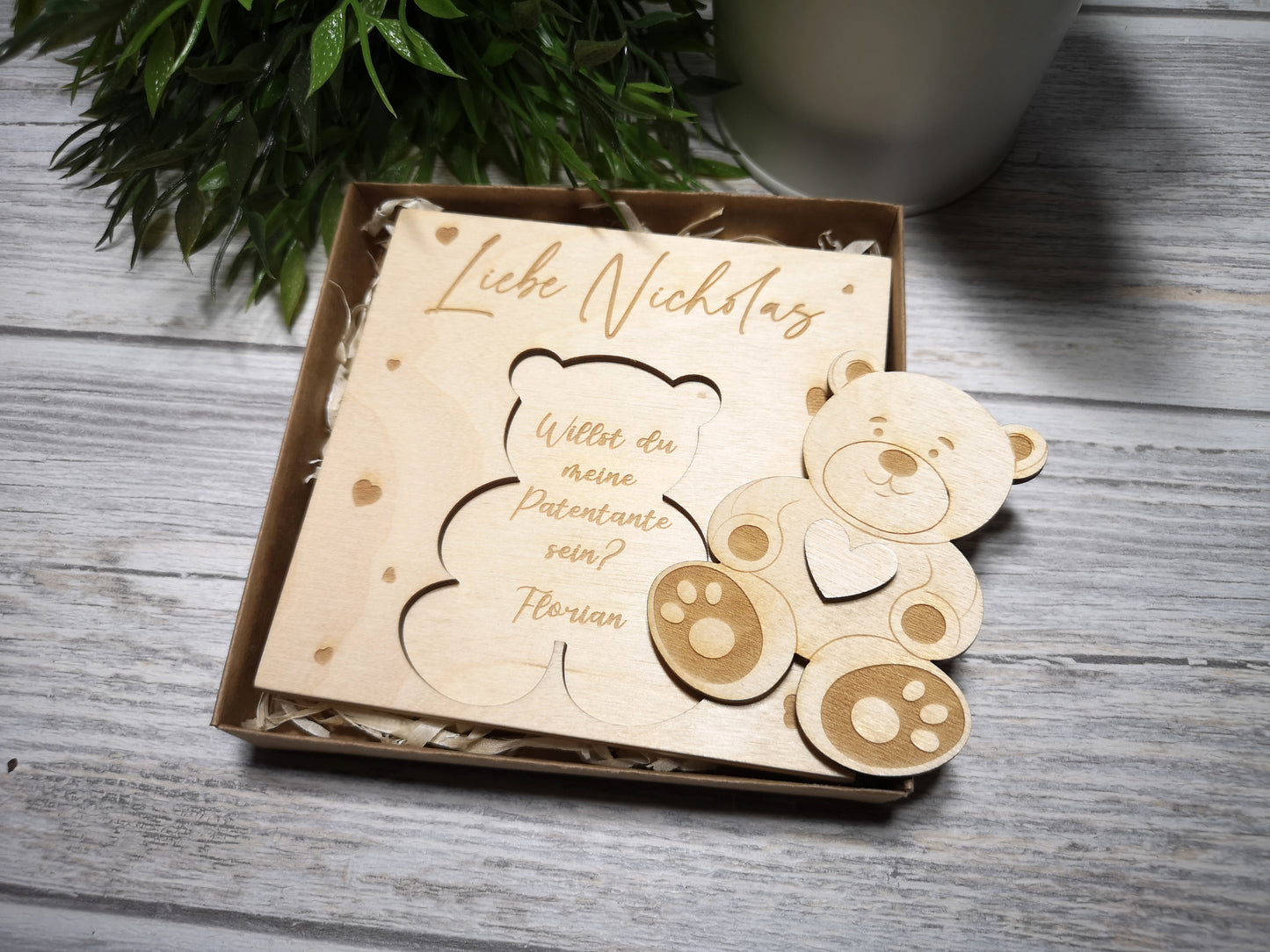 Godparents Invitation - Godmother Godfather Ask - Bear