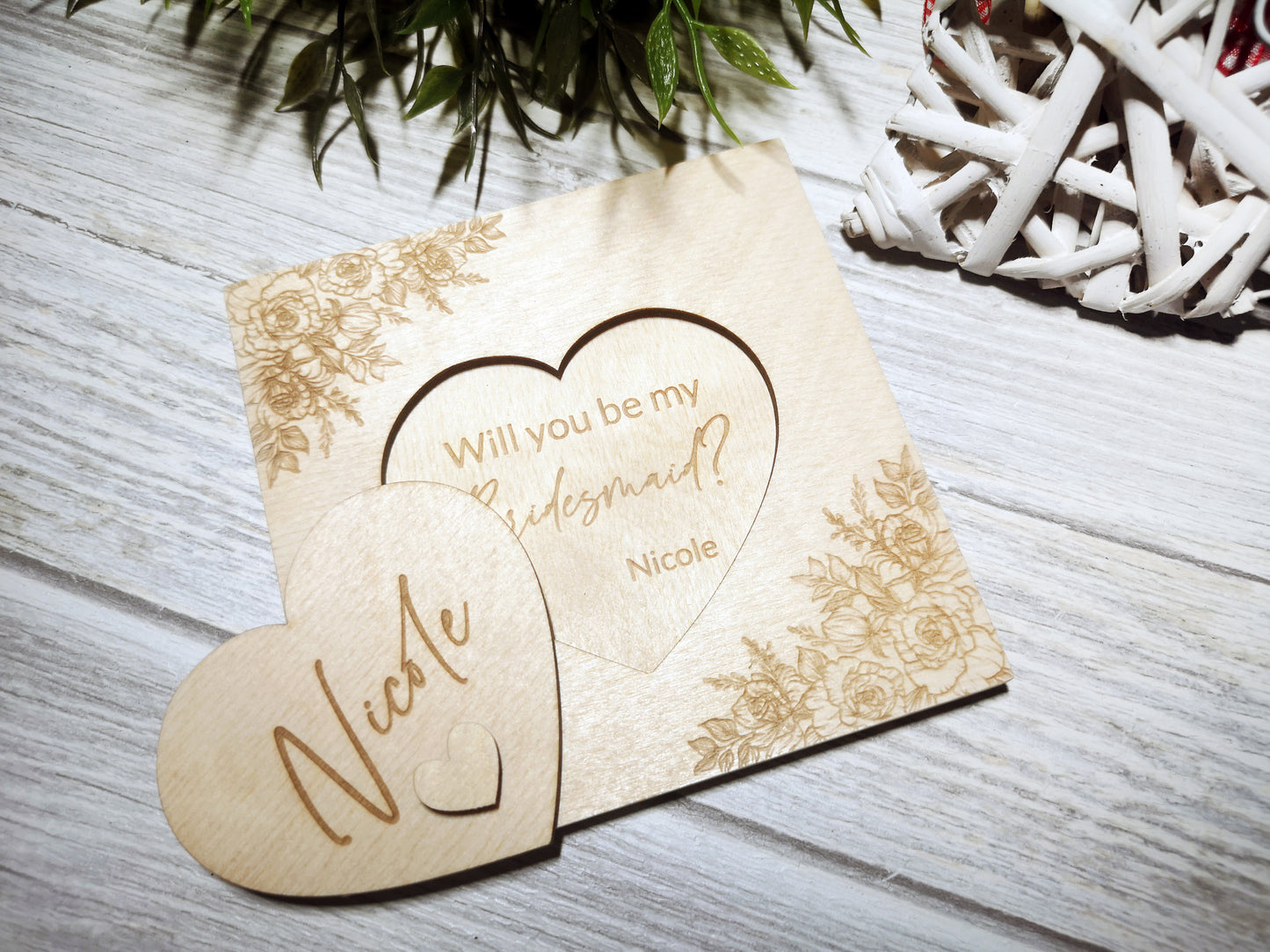 Will you be my Bridesmaid / Maid of Honor Proposal - Wooden Engraved Card #2