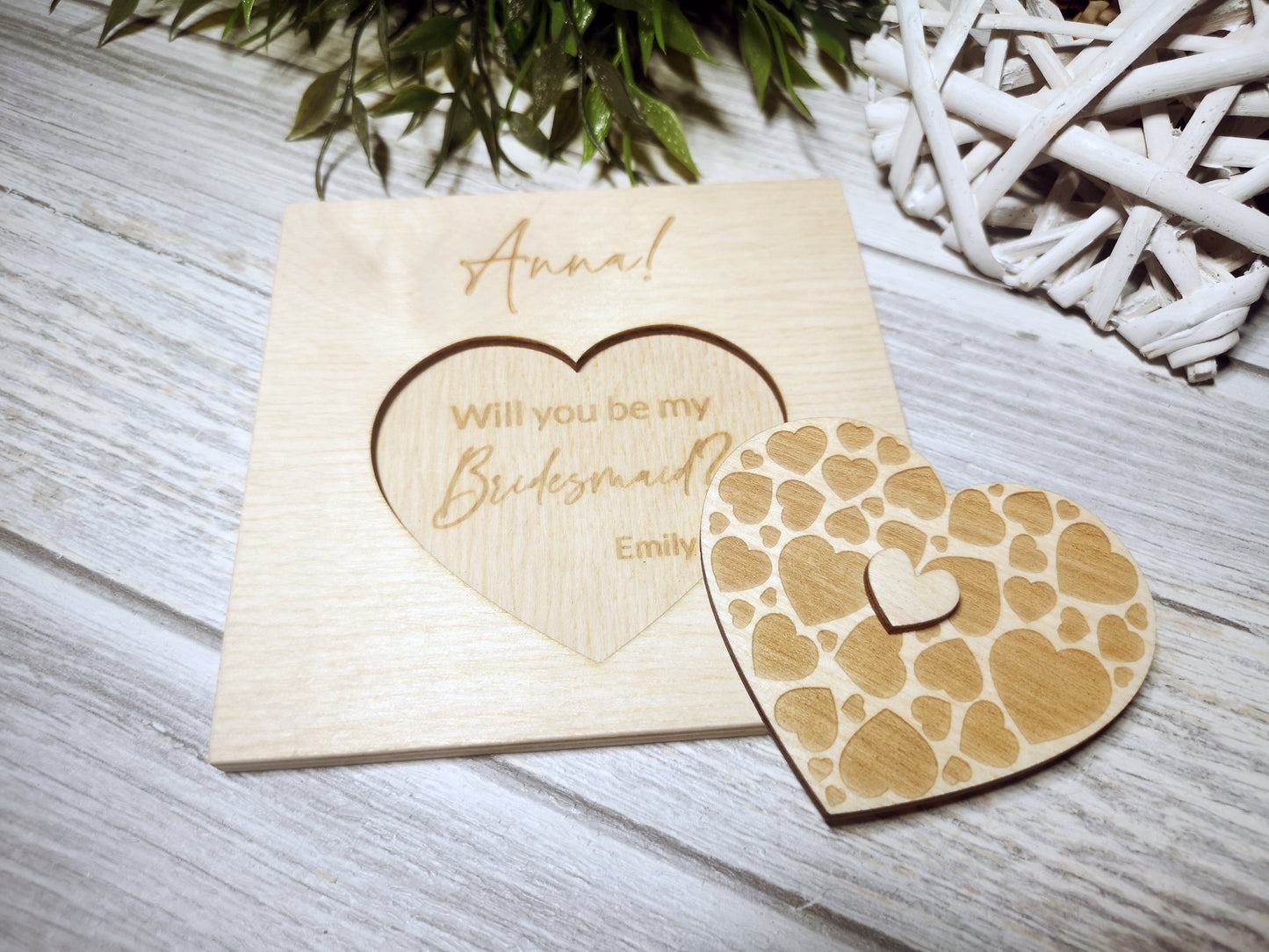 Will you be my Bridesmaid / Maid of Honor Proposal - Wooden Engraved Card #3