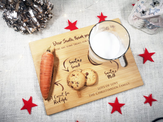 Personalised Christmas Treat Board Santa #bamboo