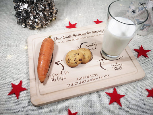 Personalised Christmas Treat Board Santa #beech